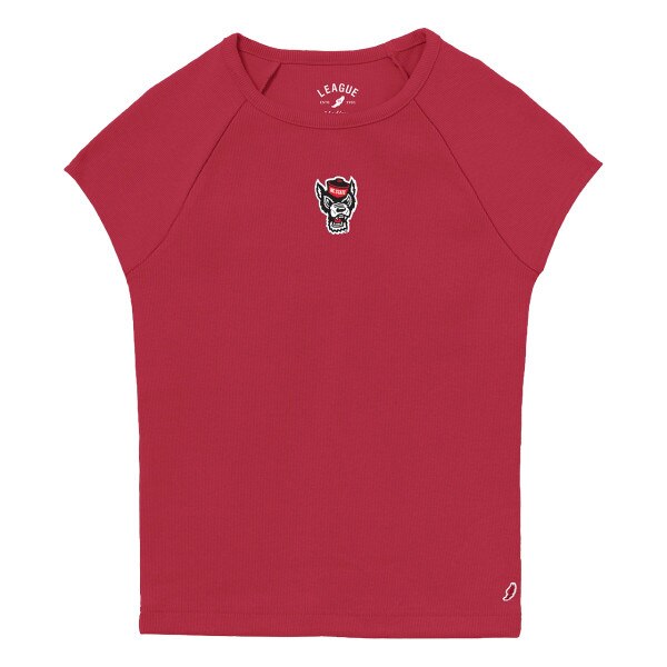 Red Ladies Retro Rib Baby Doll Tee